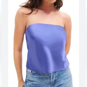 Reformation Purple Satin Strapless Top